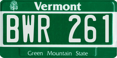 VT license plate BWR261