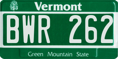 VT license plate BWR262