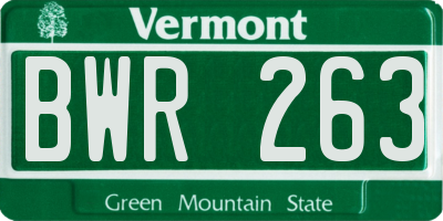 VT license plate BWR263