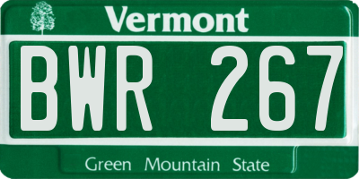 VT license plate BWR267