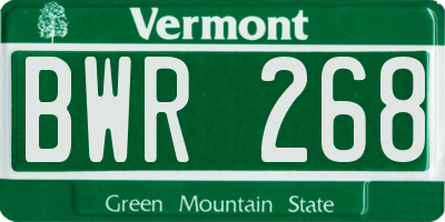 VT license plate BWR268