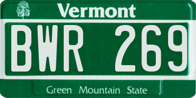 VT license plate BWR269