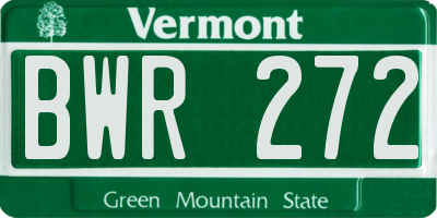VT license plate BWR272