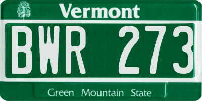 VT license plate BWR273