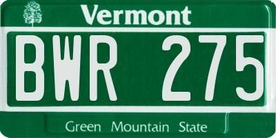 VT license plate BWR275