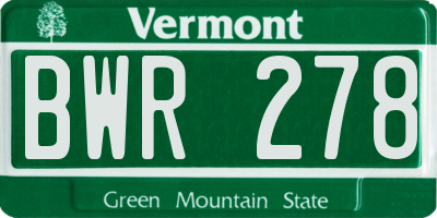 VT license plate BWR278