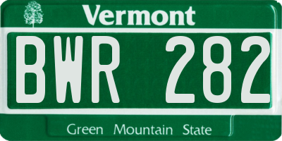 VT license plate BWR282