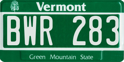 VT license plate BWR283