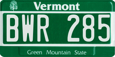VT license plate BWR285