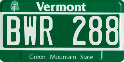 VT license plate BWR288