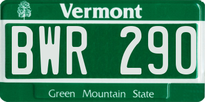 VT license plate BWR290