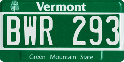 VT license plate BWR293