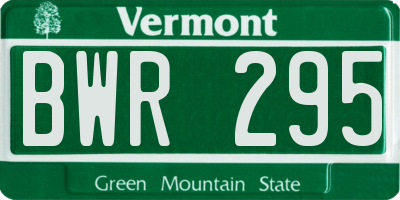VT license plate BWR295