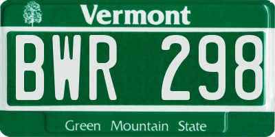 VT license plate BWR298