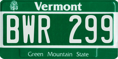 VT license plate BWR299