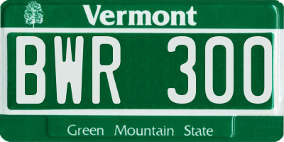 VT license plate BWR300