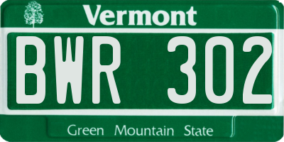 VT license plate BWR302