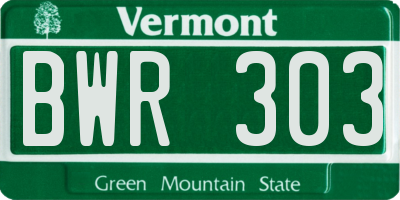 VT license plate BWR303