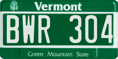 VT license plate BWR304