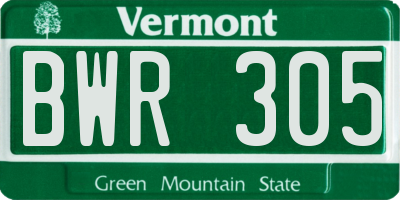 VT license plate BWR305