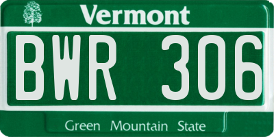 VT license plate BWR306