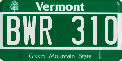 VT license plate BWR310