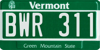 VT license plate BWR311