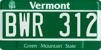 VT license plate BWR312
