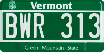 VT license plate BWR313