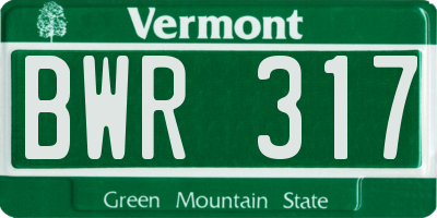 VT license plate BWR317