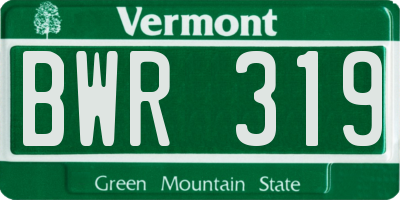 VT license plate BWR319
