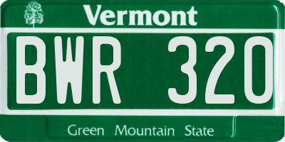 VT license plate BWR320