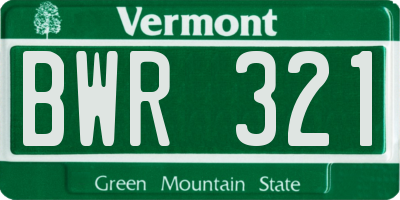 VT license plate BWR321