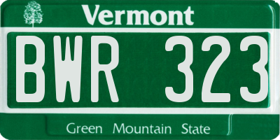 VT license plate BWR323
