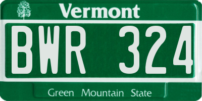 VT license plate BWR324