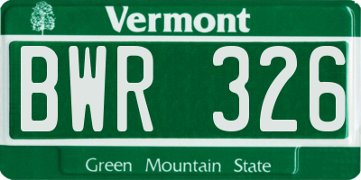 VT license plate BWR326