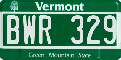 VT license plate BWR329