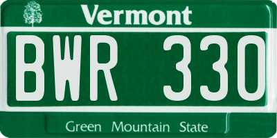 VT license plate BWR330