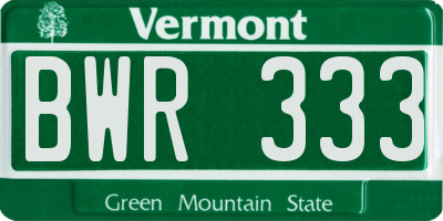 VT license plate BWR333