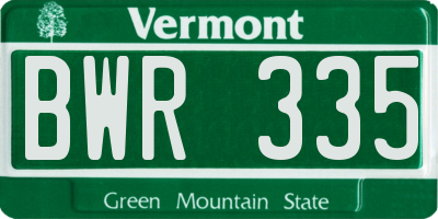 VT license plate BWR335