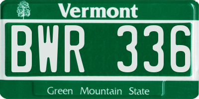 VT license plate BWR336