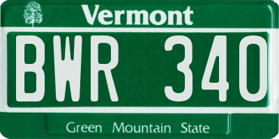 VT license plate BWR340