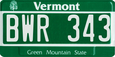 VT license plate BWR343