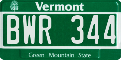 VT license plate BWR344
