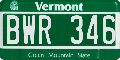VT license plate BWR346