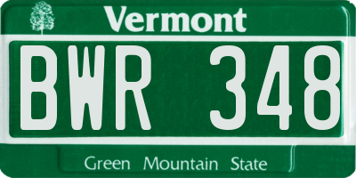 VT license plate BWR348