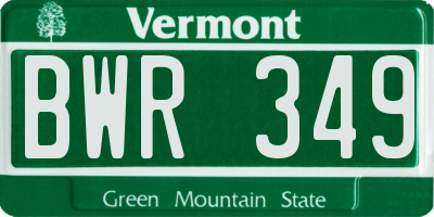 VT license plate BWR349