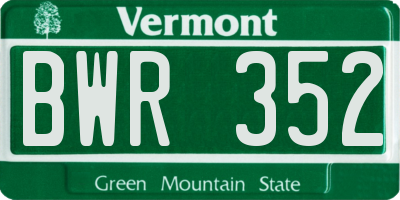 VT license plate BWR352