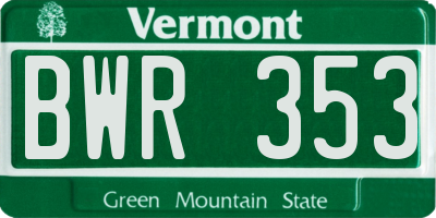 VT license plate BWR353