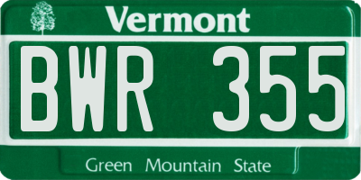 VT license plate BWR355